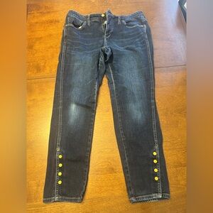 Pilcro and the Letterpress Blue Jeans with Bright Buttons